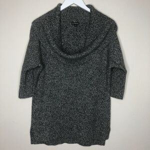 Express Women's Sz M Sweater Knit Cowl Neck 3/4 Sleeve Split Sides Merino Wool